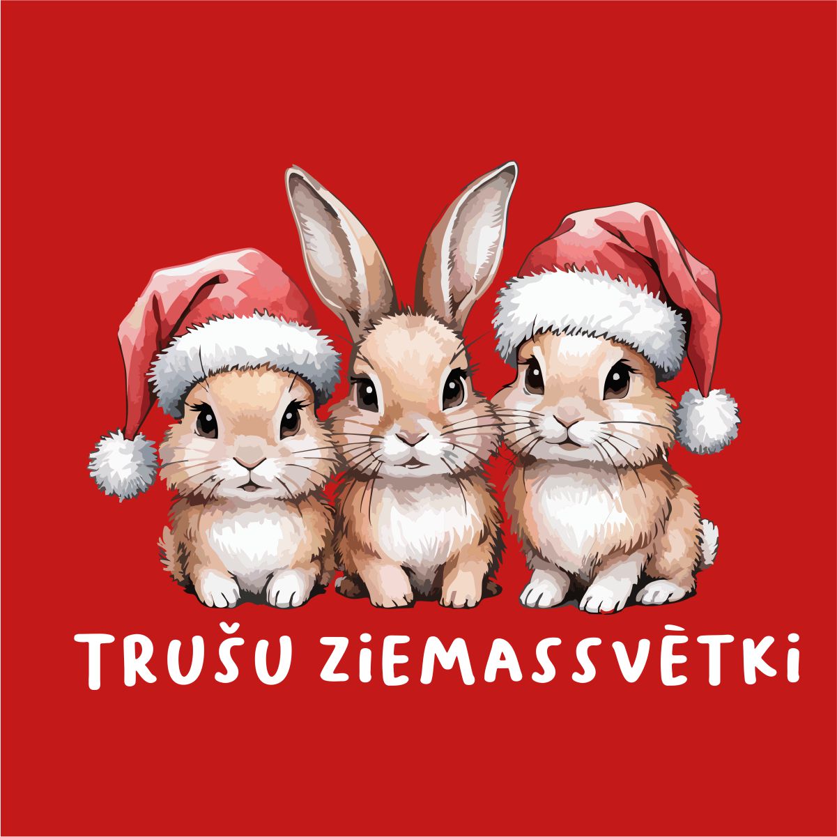 Sarkans UNISEX džemperis bez kapuces "Trušu Ziemassvētki"