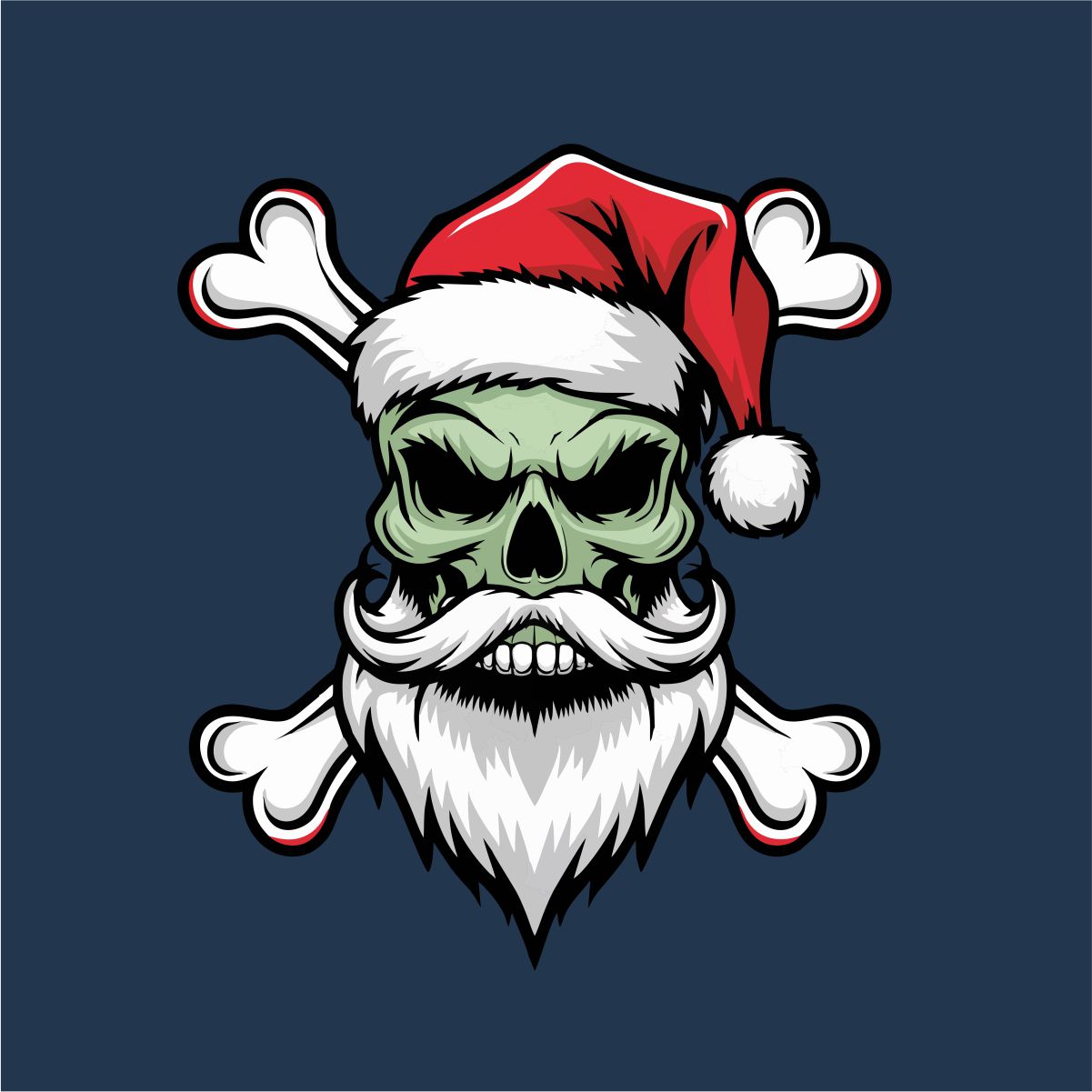 Zils UNISEX džemperis bez kapuces "Ziemassvētku galvaskauss"