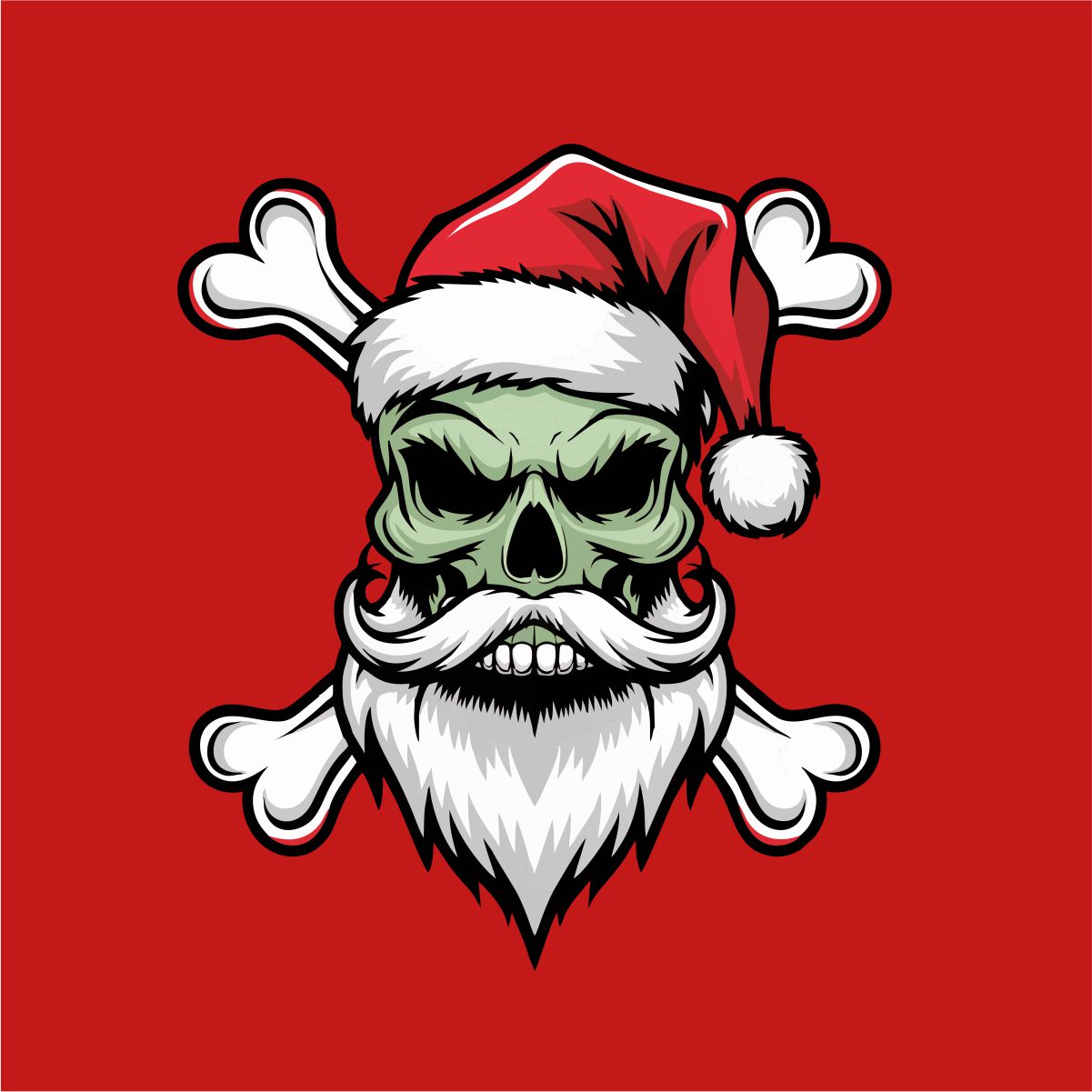 Sarkans UNISEX džemperis bez kapuces "Ziemassvētku galvaskauss"