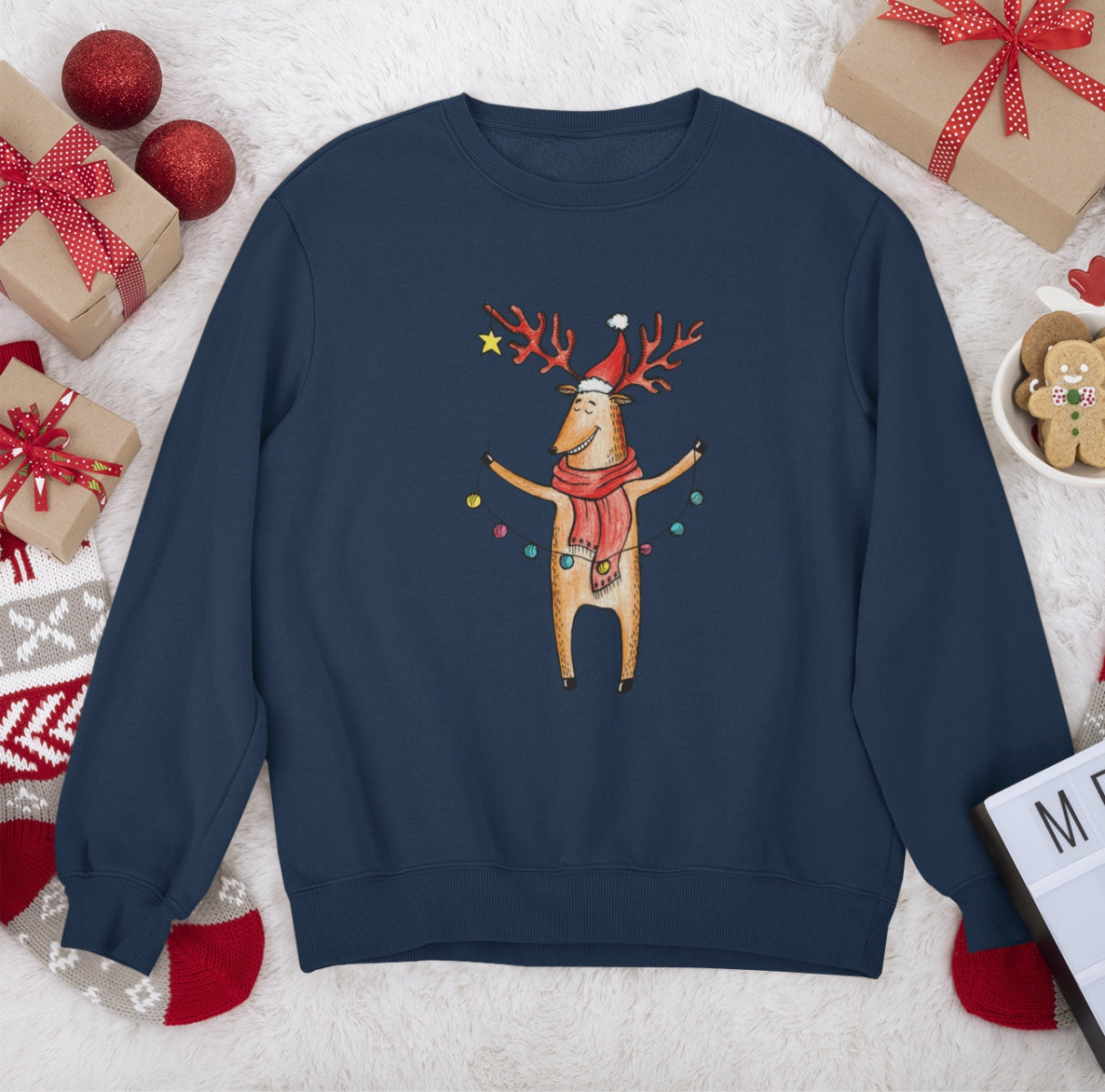 Zils UNISEX džemperis bez kapuces "Briedis"