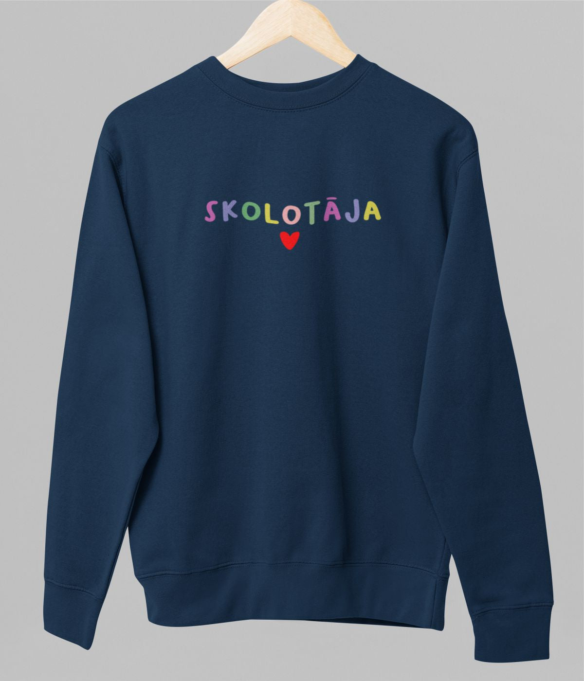 Zils UNISEX džemperis bez kapuces "Skolotāja"