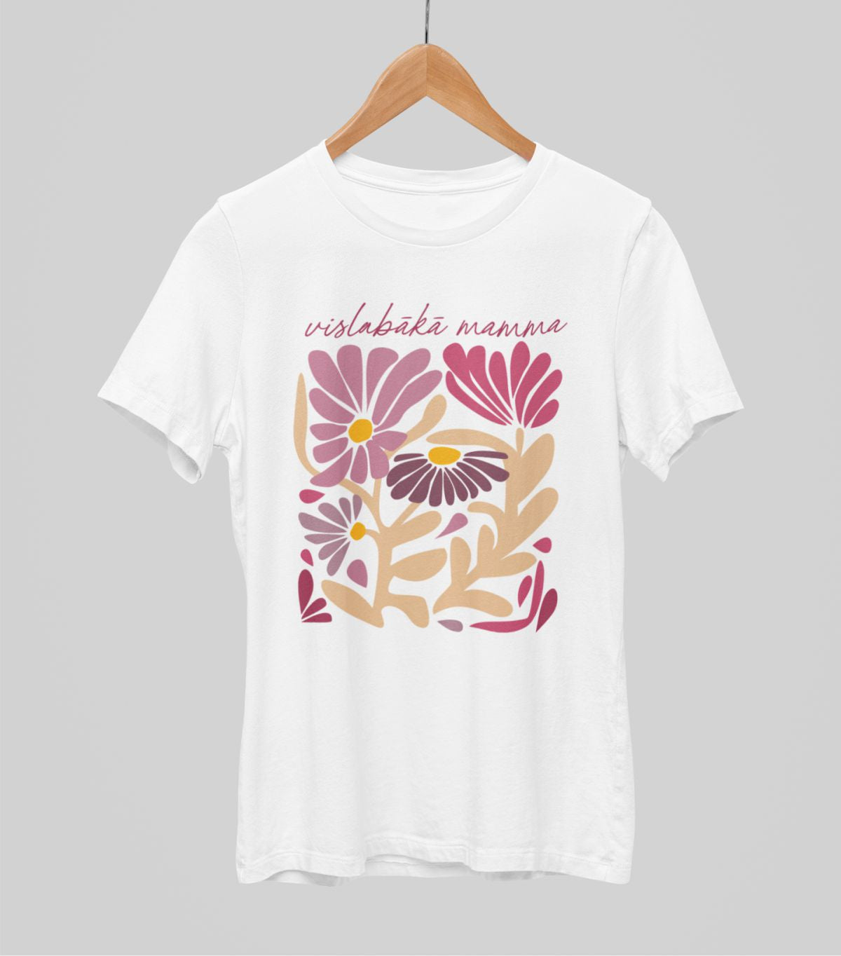 Balti UNISEX krekli "Mammas puķu dārzs"