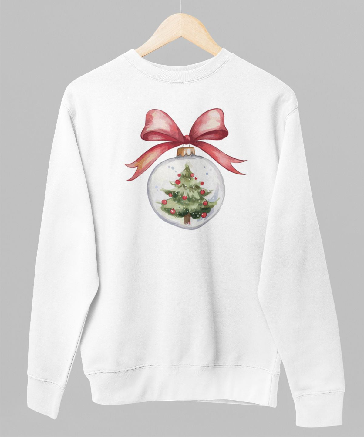 Balts UNISEX džemperis bez kapuces "Ziemassvētku rotaļlieta"