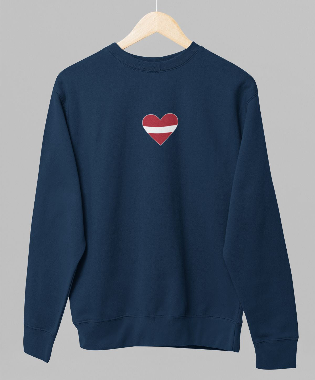 Zils UNISEX džemperis bez kapuces "Latvijas sirsniņa"