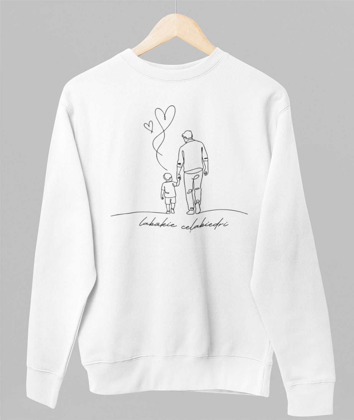 Balts UNISEX džemperis bez kapuces "Kopīgs ceļš"