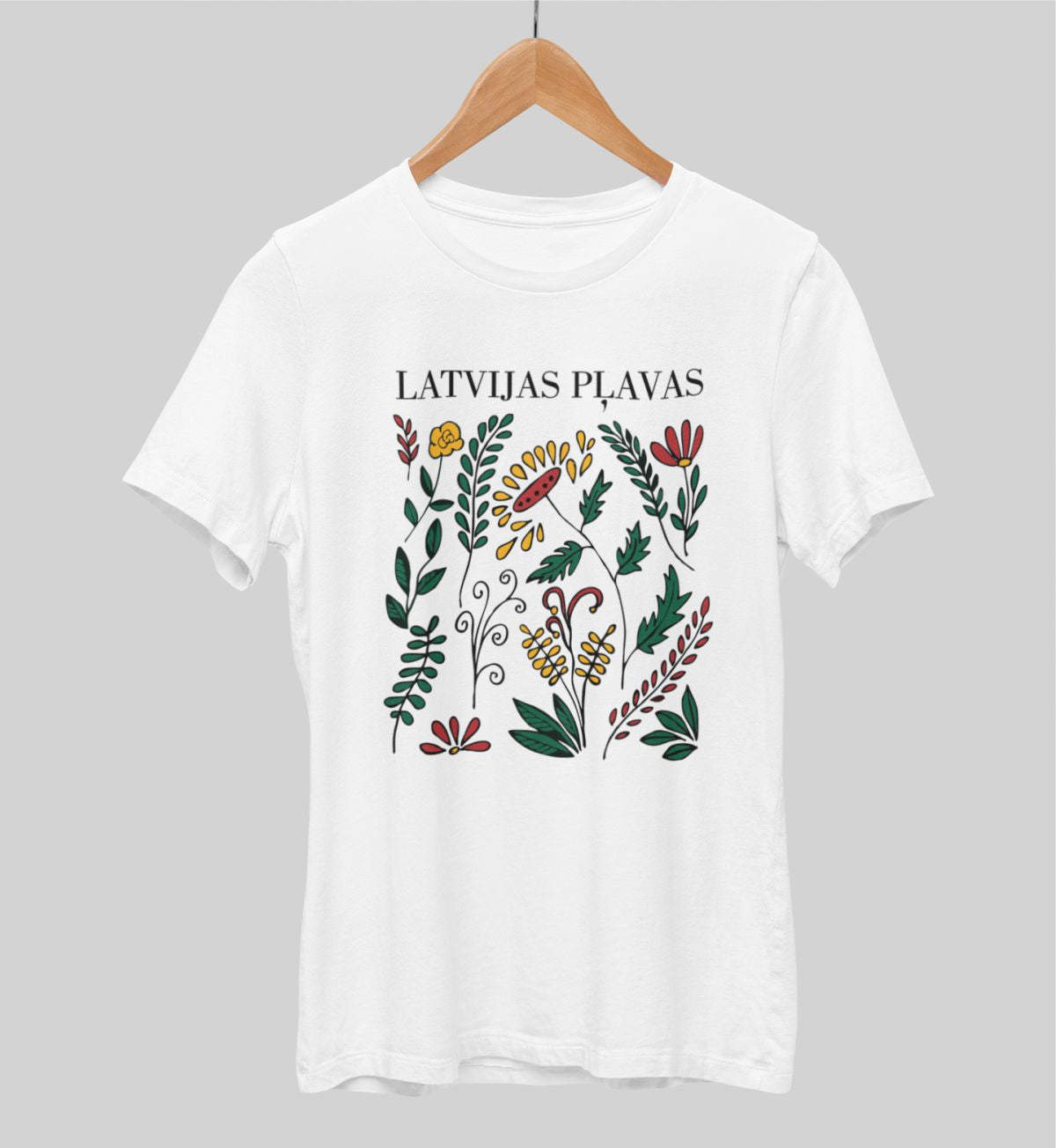 Balti UNISEX krekli "Latvijas pļavas"