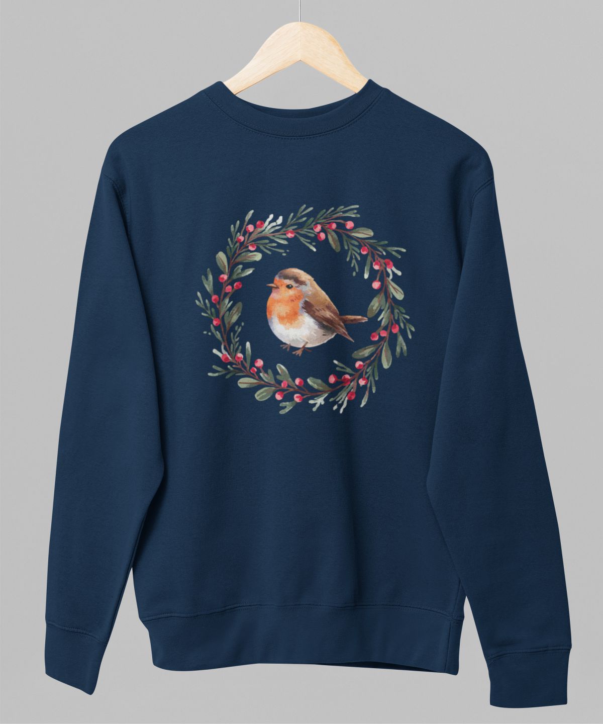 Zils UNISEX džemperis bez kapuces "Ziemassvētku putniņš"