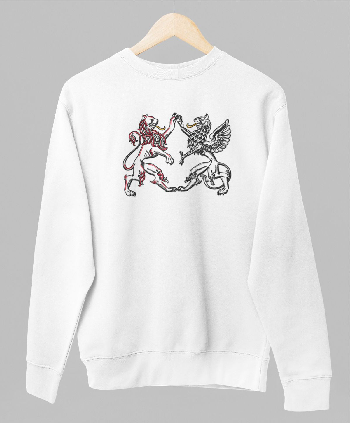 Balts UNISEX džemperis bez kapuces "Latviešu simboli"