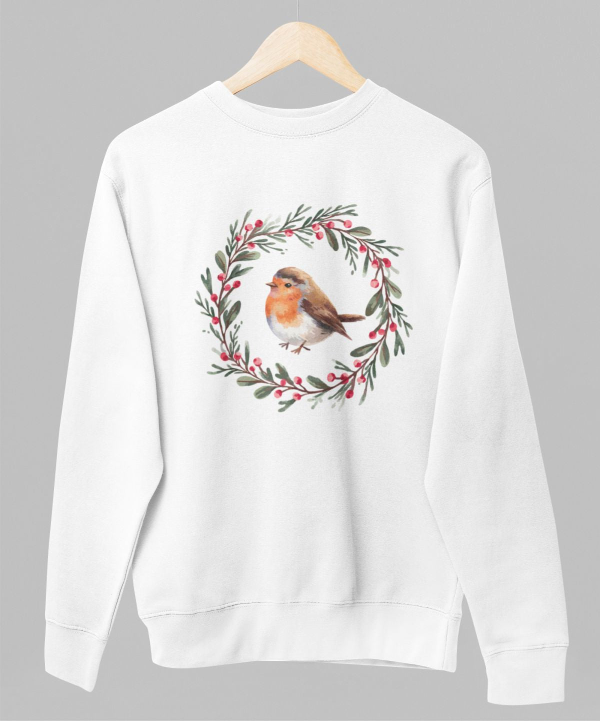 Balts UNISEX džemperis bez kapuces "Ziemassvētku putniņš"
