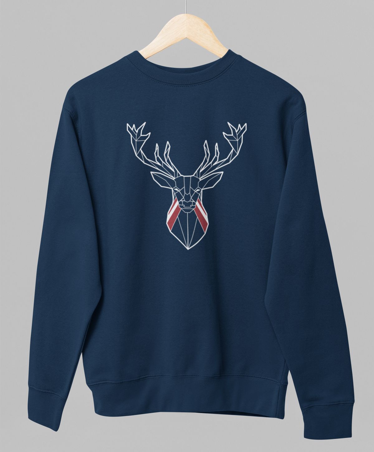 Zils UNISEX džemperis bez kapuces "Latvijas briedis"