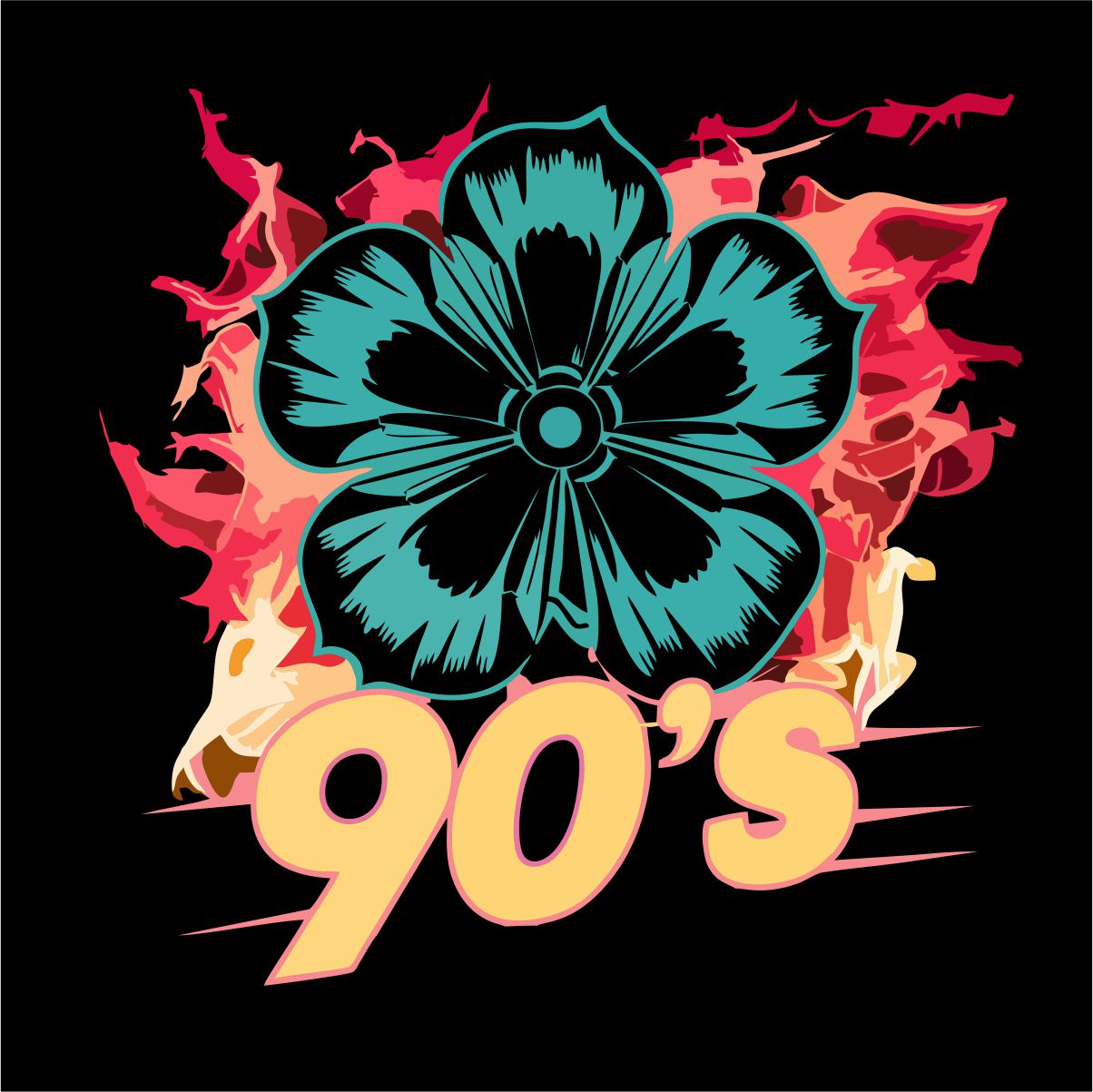 Must UNISEX dressipluus ilma kapuutsita "90's flower"