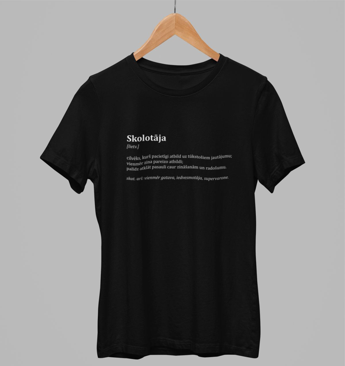 Melni unisex krekli "Skolotājas apraksts"