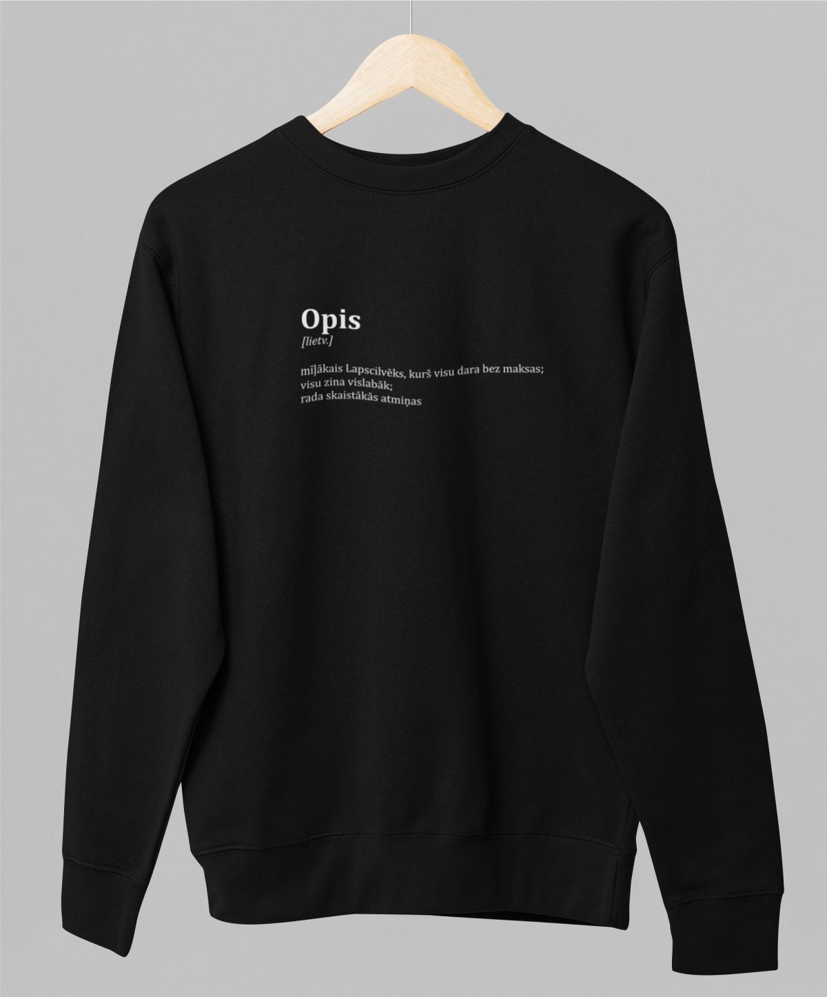 Melns UNISEX džemperis bez kapuces "Opis"