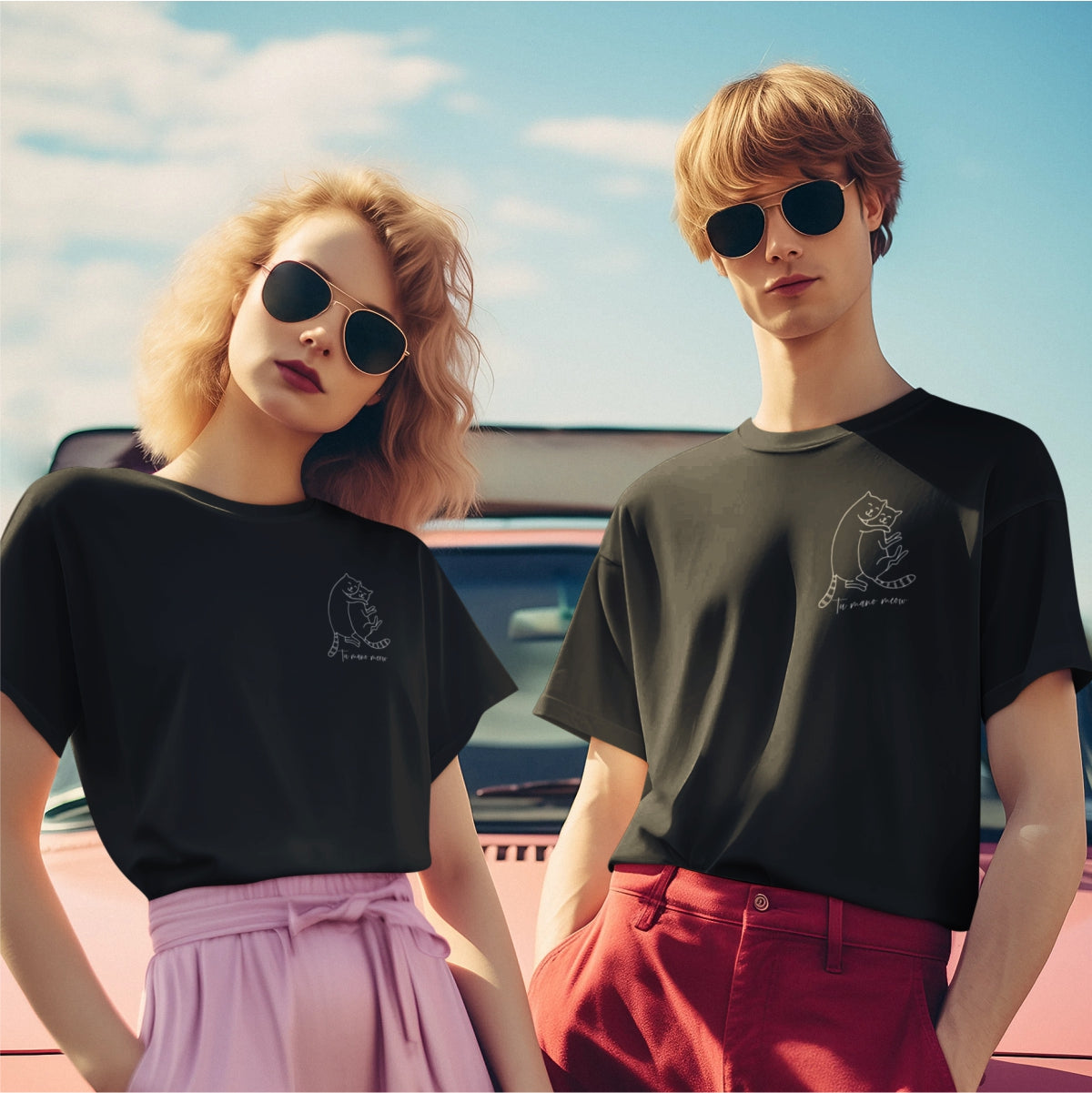 Melni unisex krekli pāriem "Tu esi mans"