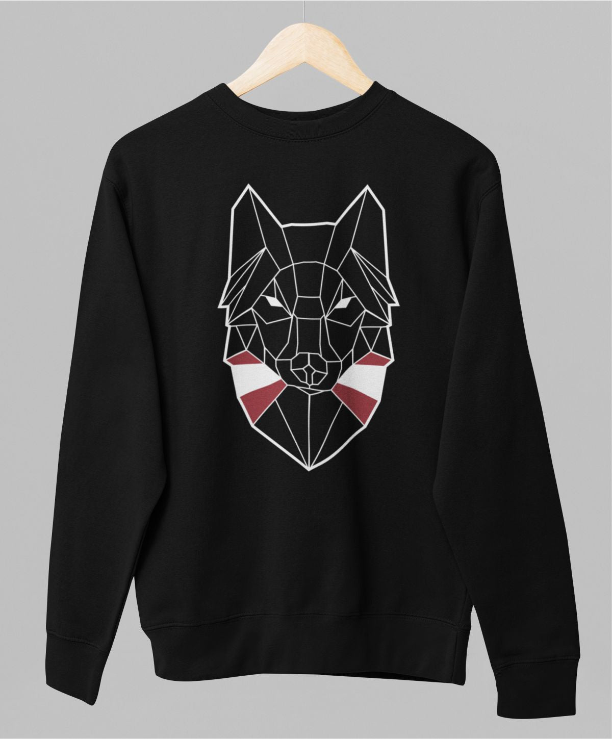 Melns UNISEX džemperis bez kapuces "Latvijas vilks"