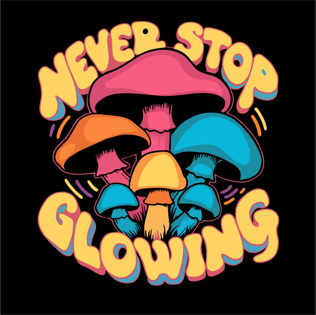 Mustad UNISEX T-särgid "Never stop glowing"