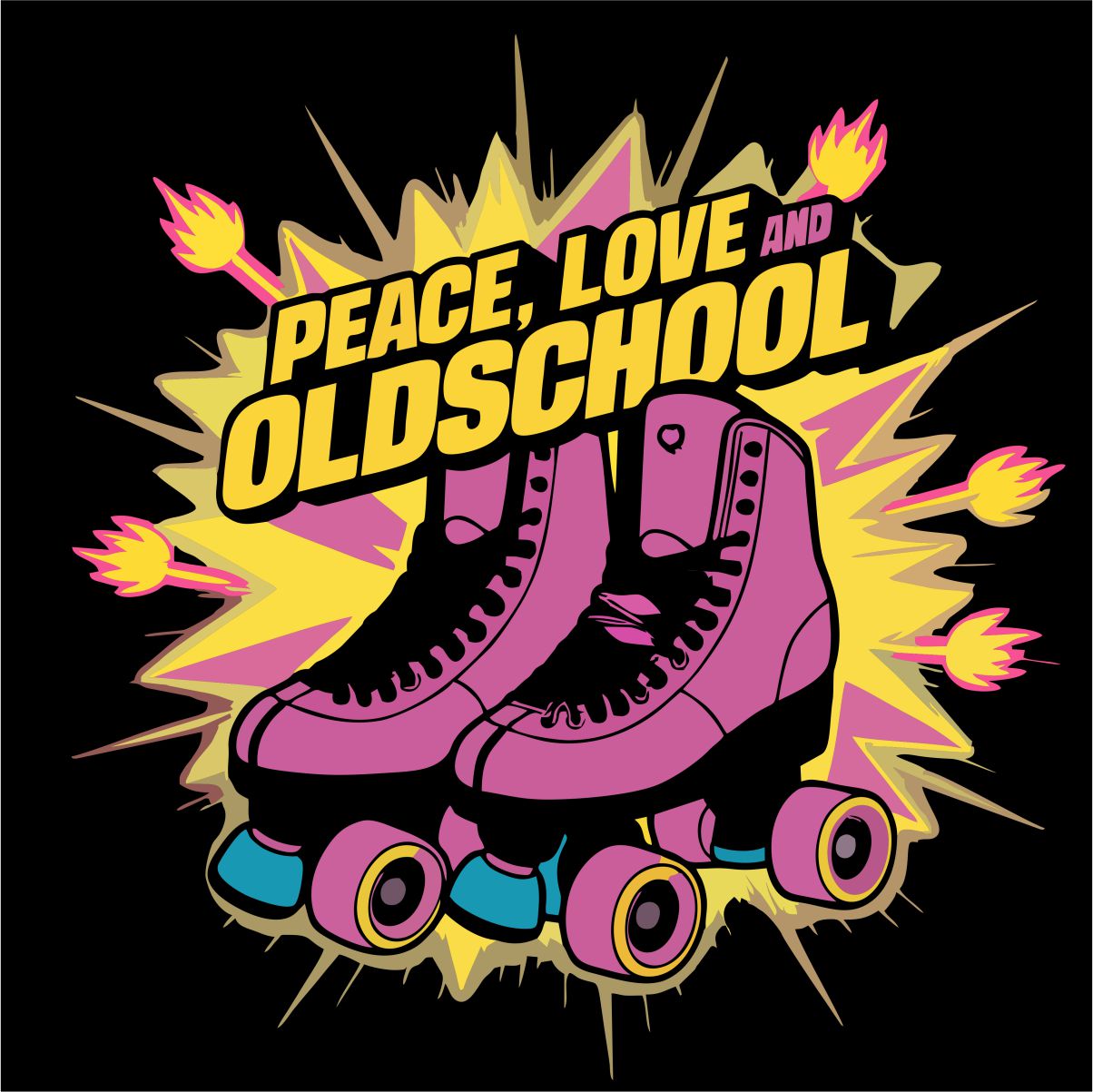 Must UNISEX dressipluus ilma kapuutsita "Peace, love and oldschool"