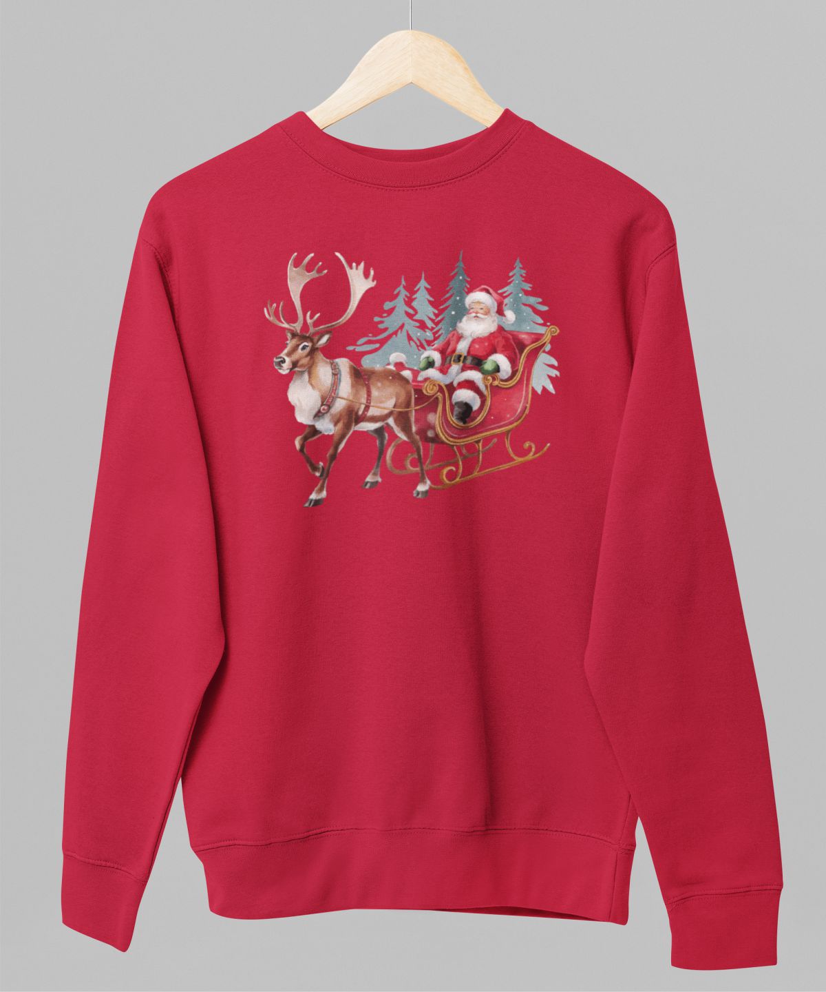 Sarkans UNISEX džemperis bez kapuces "Ziemassvētku brīnums"