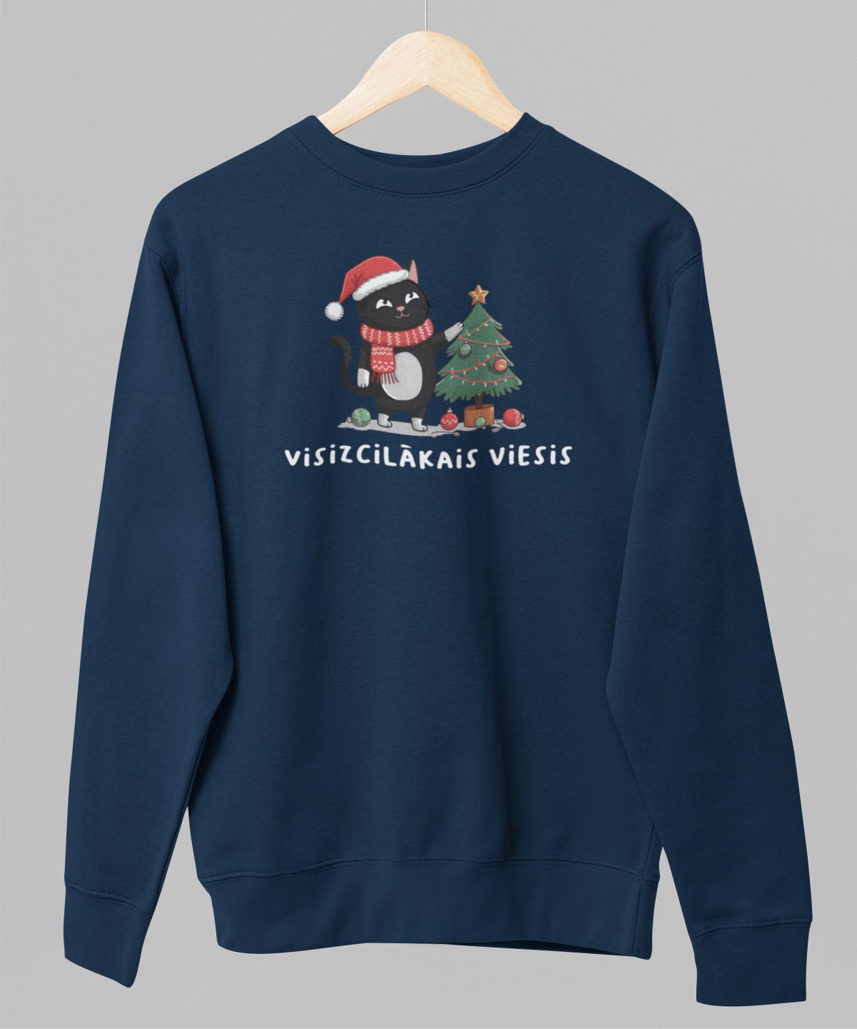 Zils UNISEX džemperis bez kapuces "Visizcilākais viesis"