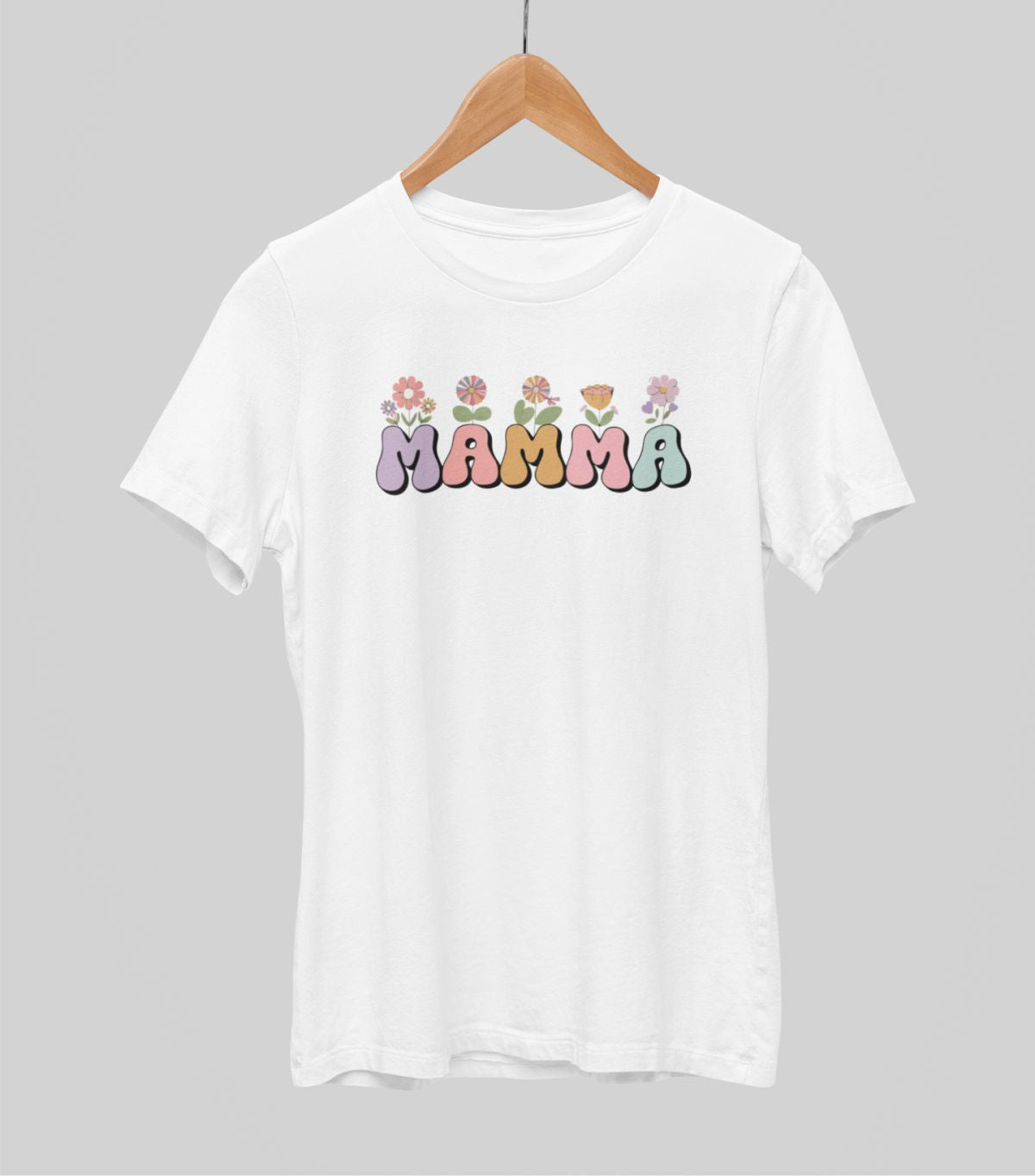 Balti UNISEX krekli "Mamma ar puķēm"