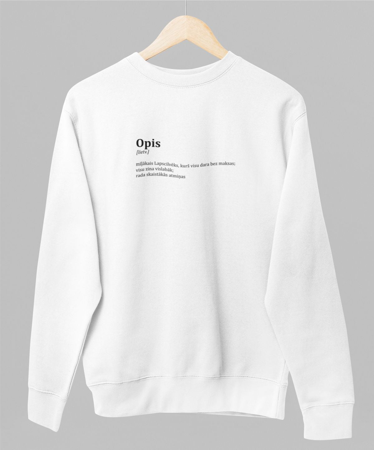 Balts UNISEX džemperis bez kapuces "Opis"