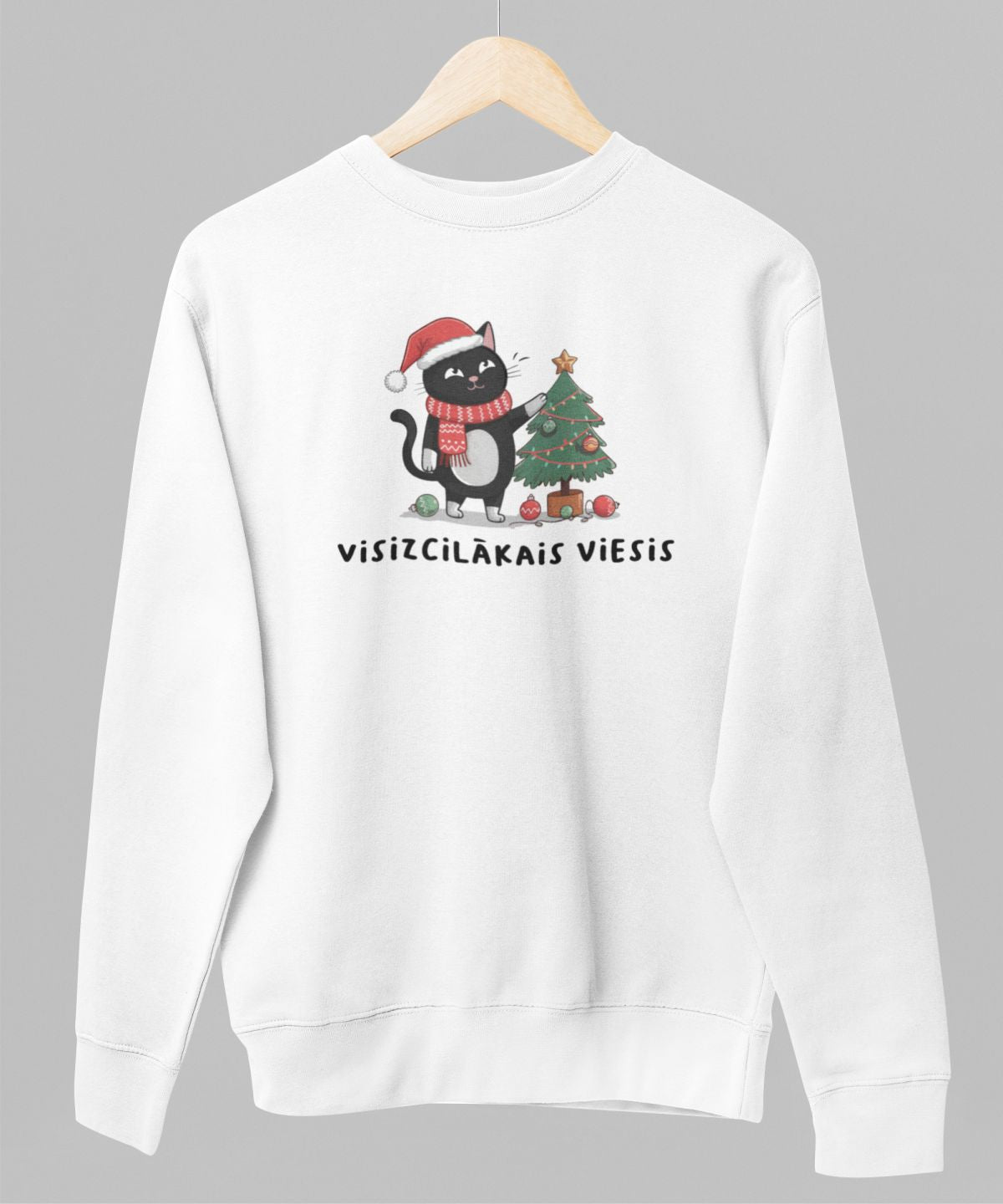 Balts UNISEX džemperis bez kapuces "Visizcilākais viesis"