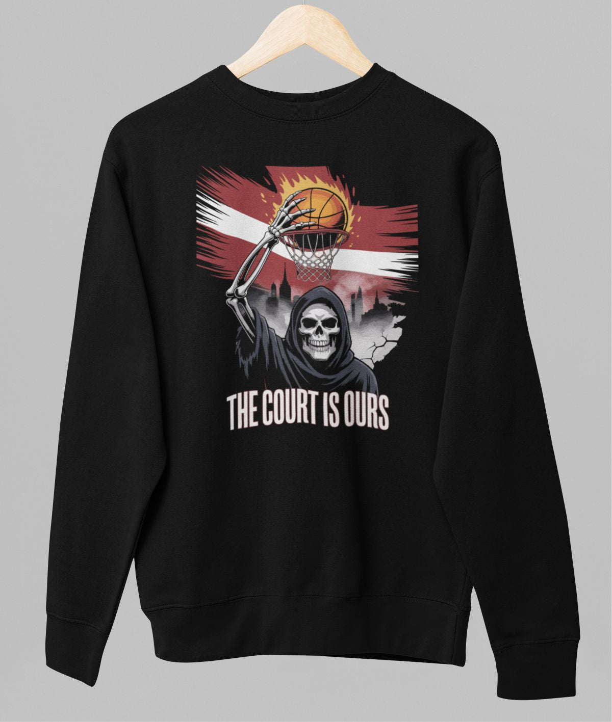 Melns UNISEX džemperis bez kapuces "The court is ours"