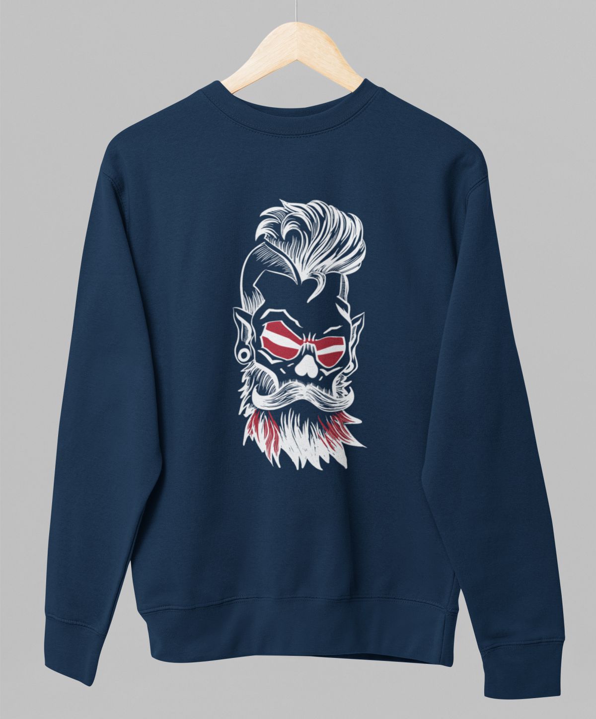 Zils UNISEX džemperis bez kapuces "Latviešu bārda"