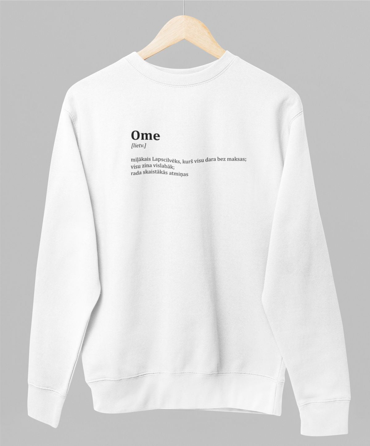 Balts UNISEX džemperis bez kapuces "Ome"