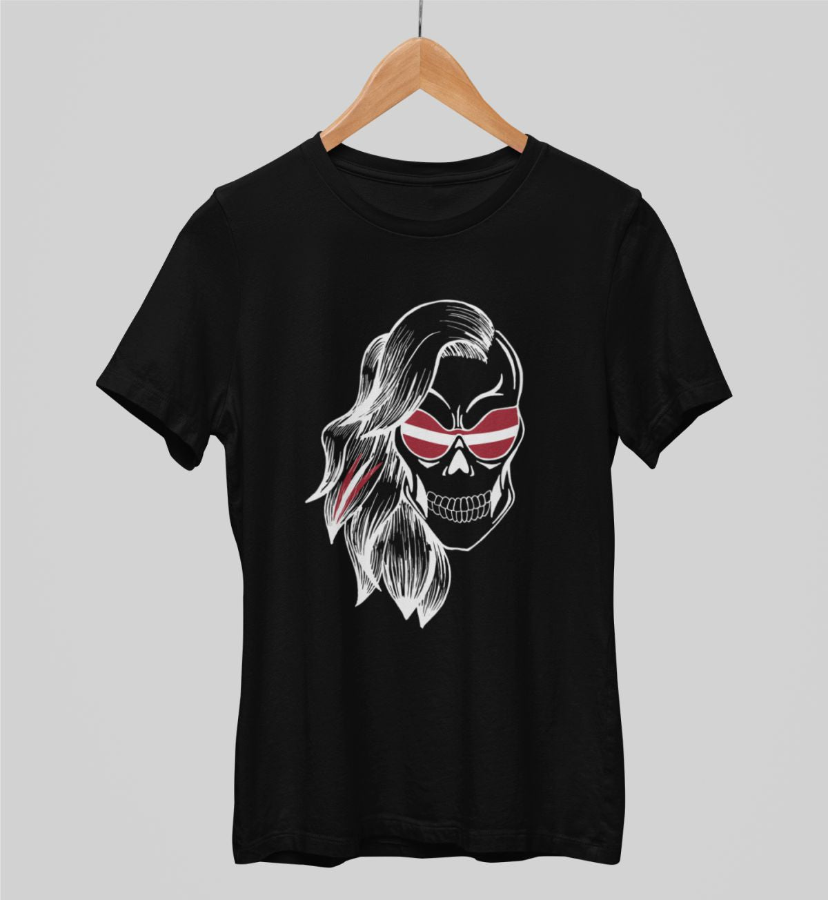 Melni UNISEX krekli "Latviešu galvaskauss"