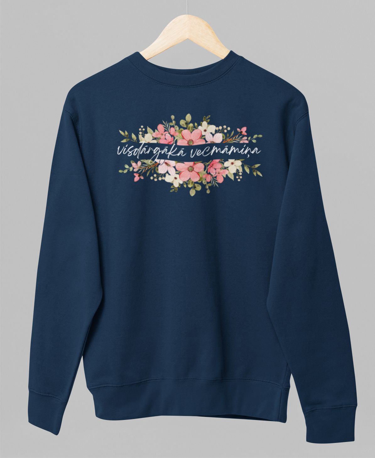 Zils UNISEX džemperis bez kapuces "Dārgākā vecmāmiņa"