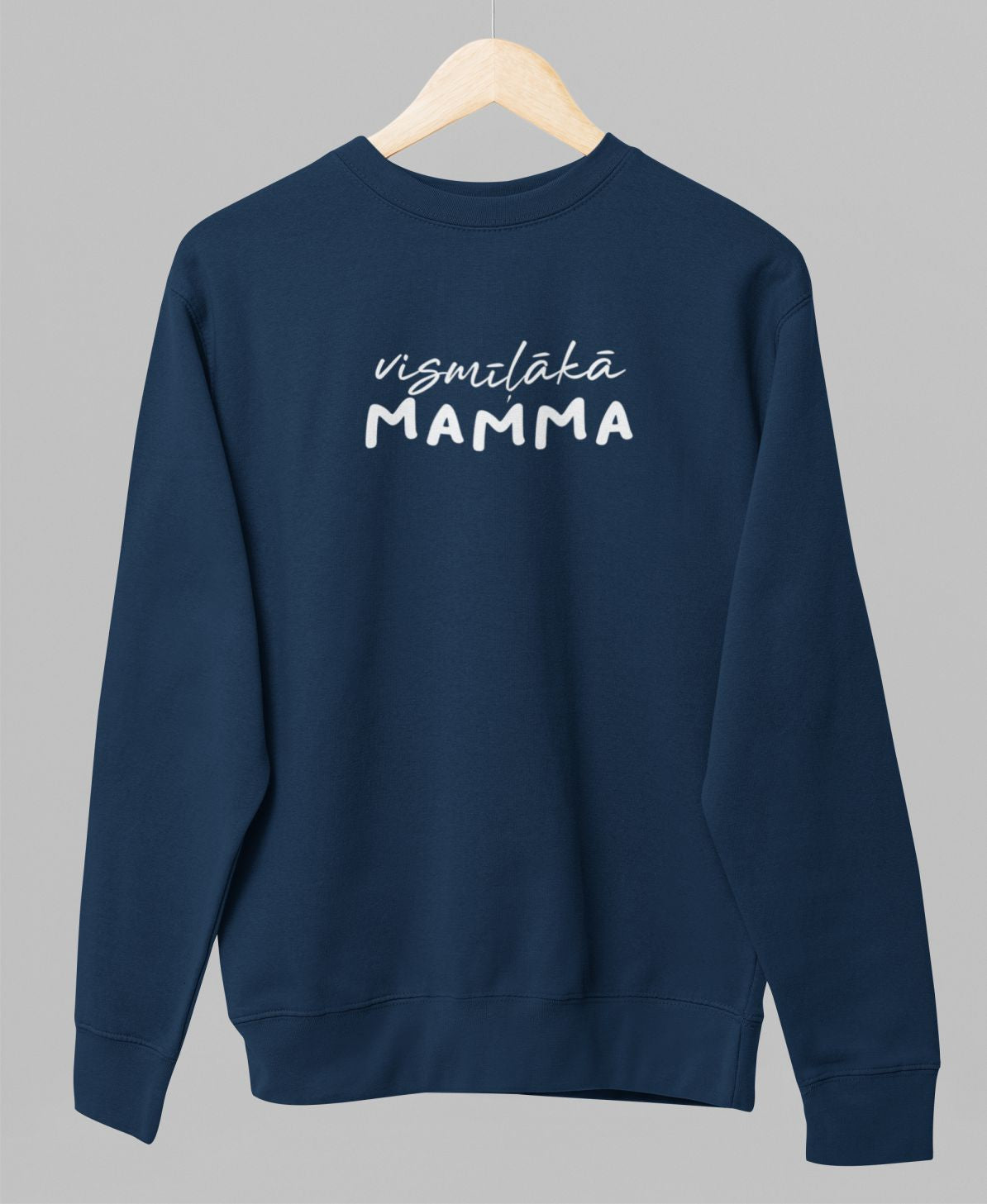 Zils UNISEX džemperis bez kapuces "Vismīļākā mamma"