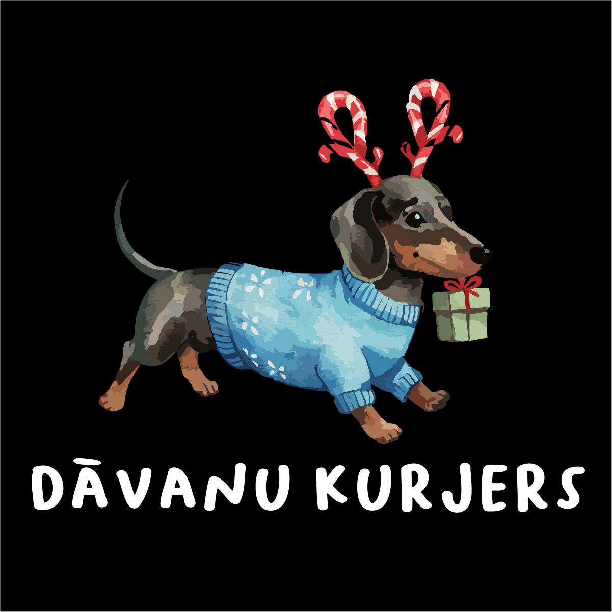 Melns UNISEX džemperis bez kapuces "Dāvanu kurjers"