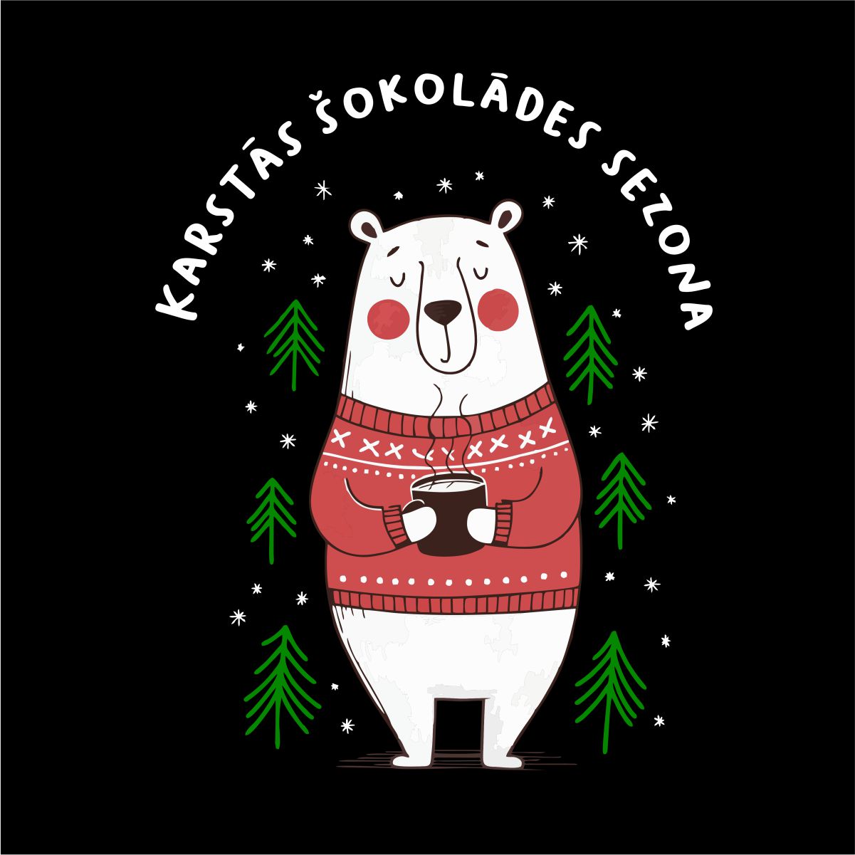 Melns UNISEX džemperis bez kapuces "Karstās šokolādes sezona"