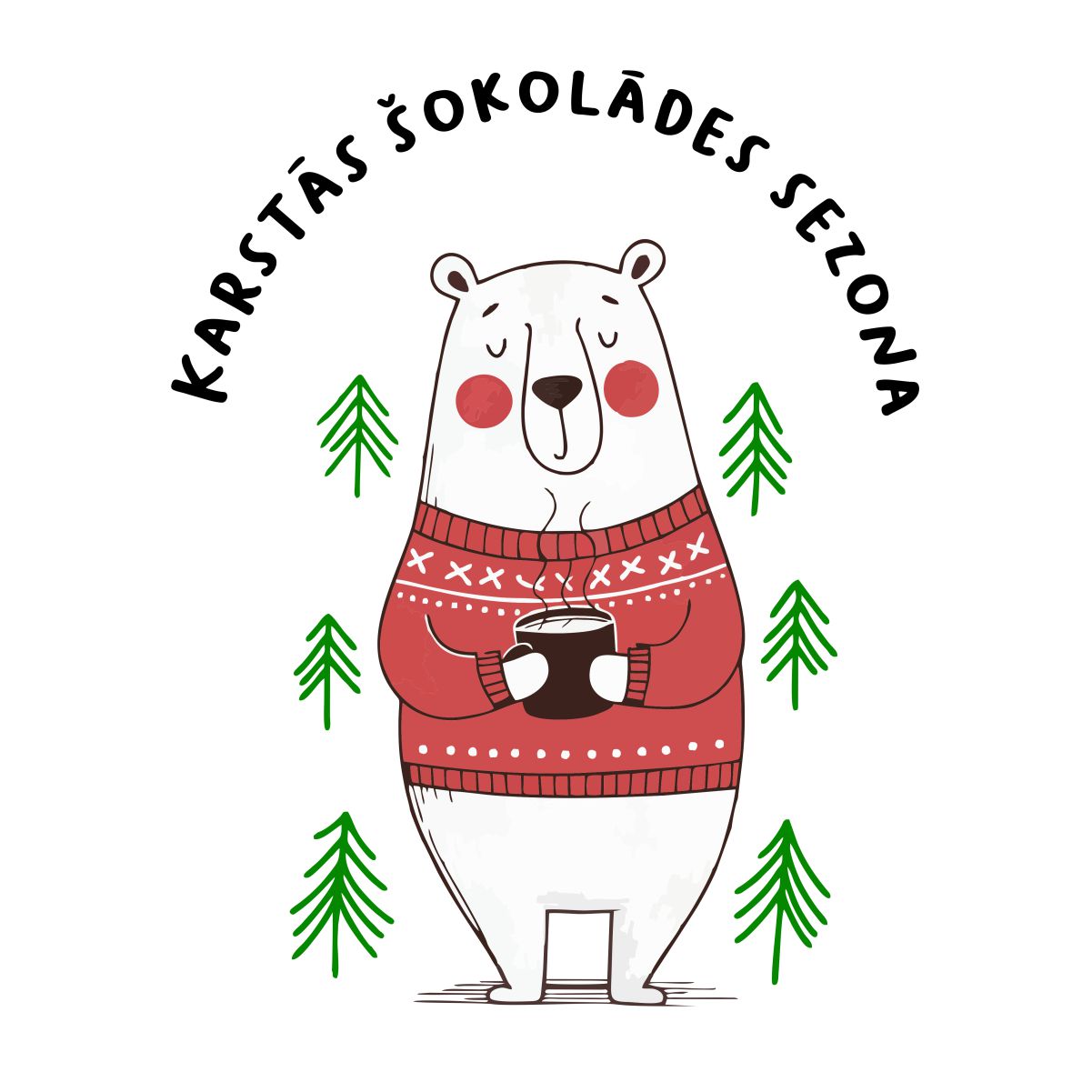 Balts UNISEX džemperis bez kapuces "Karstās šokolādes sezona"