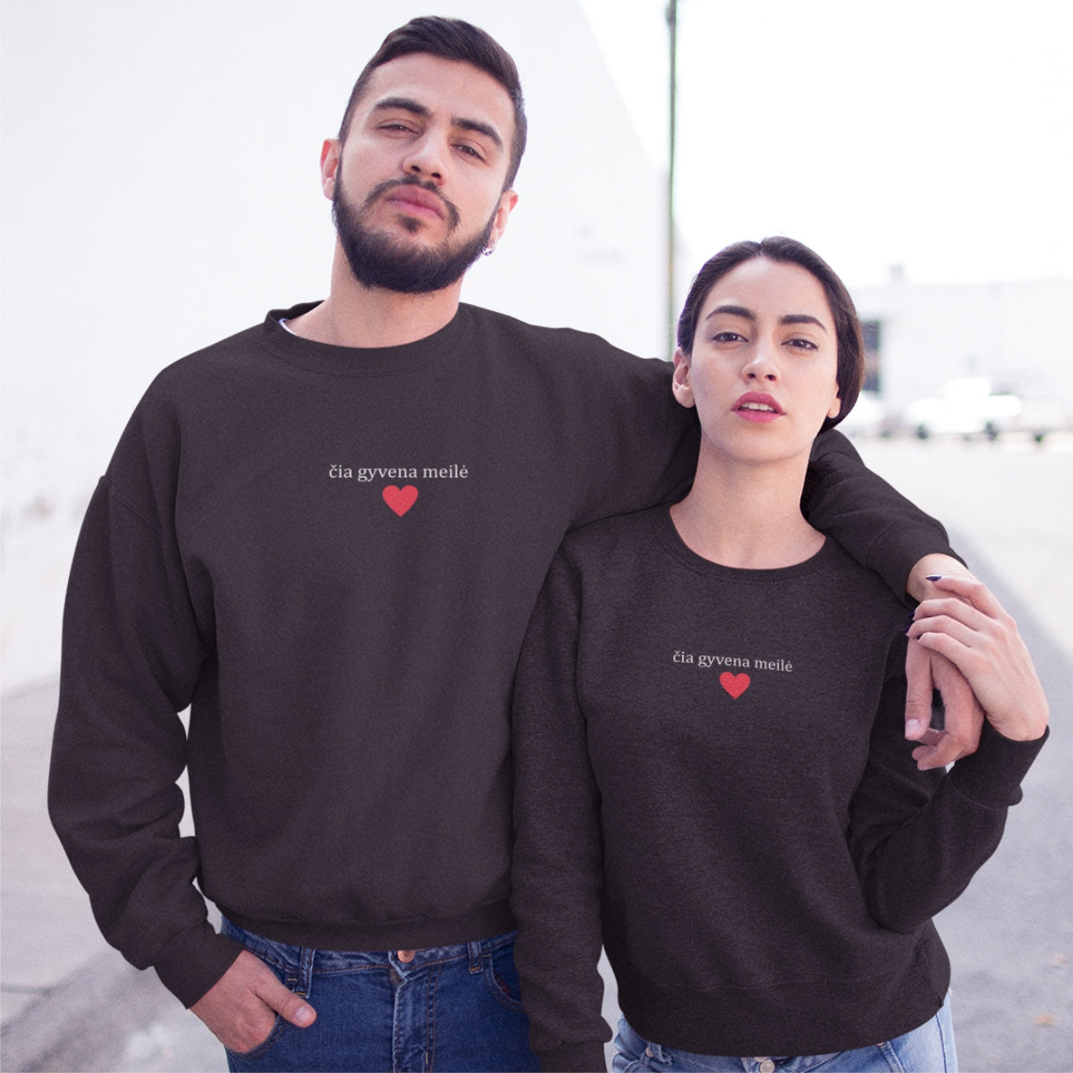 Melni džemperi bez kapucēm pāriem "Te dzīvo mīlestība"