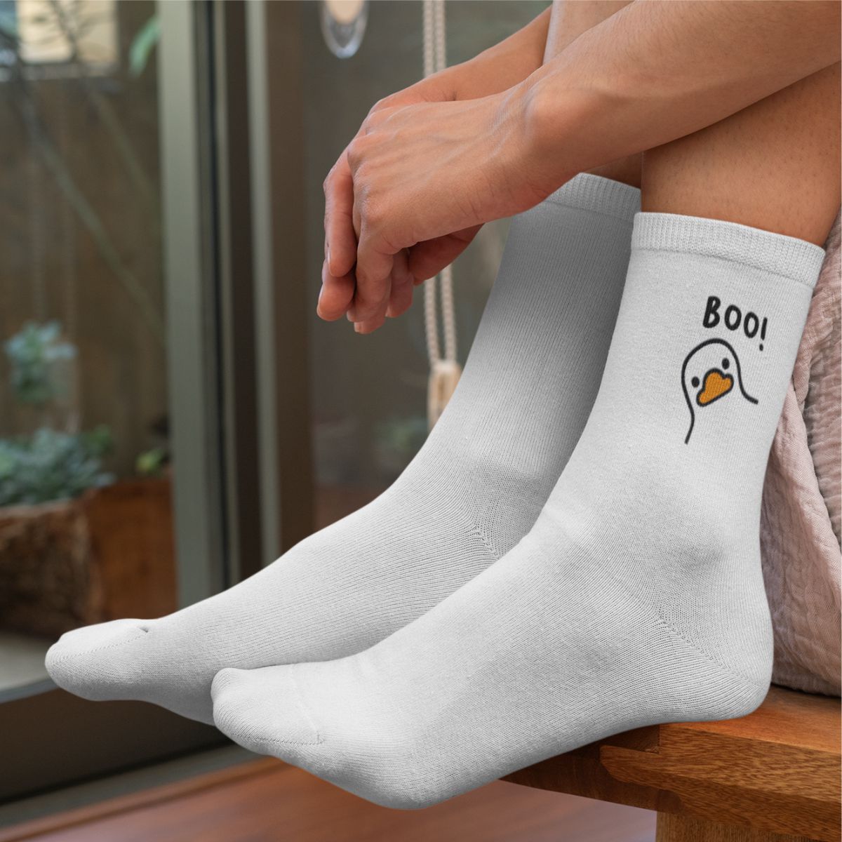 Baltas zeķes "Boo duck"