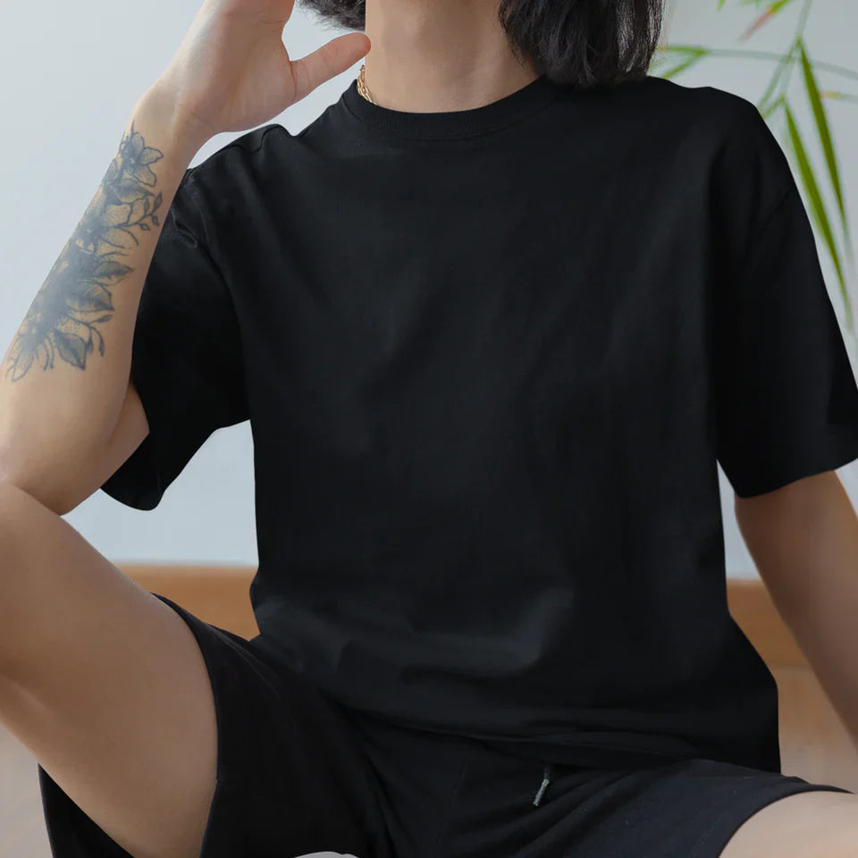 Melni kokvilnas UNISEX T-krekli bez apdrukas