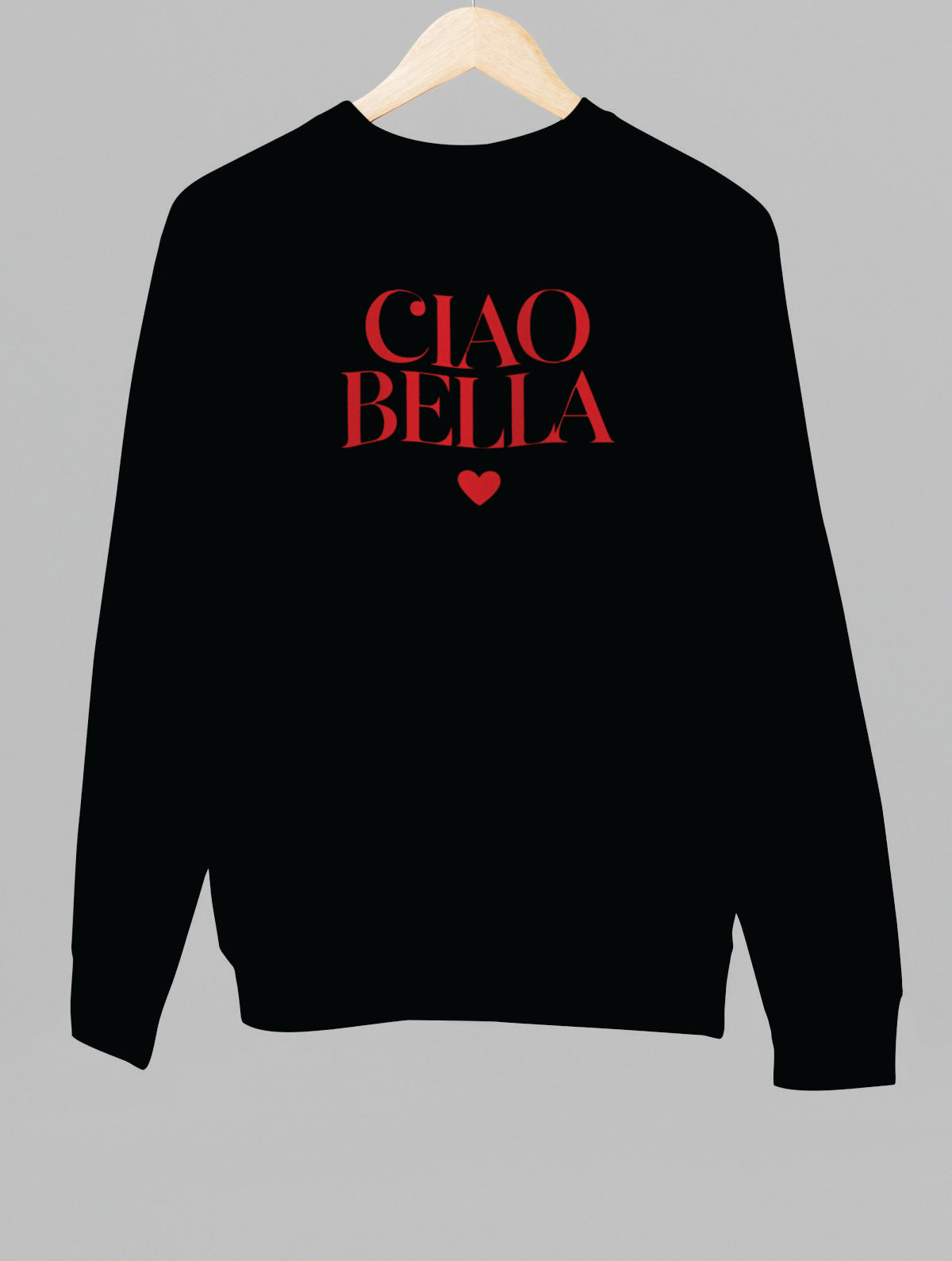 Melns UNISEX džemperis bez kapuces "CIAO BELLA"