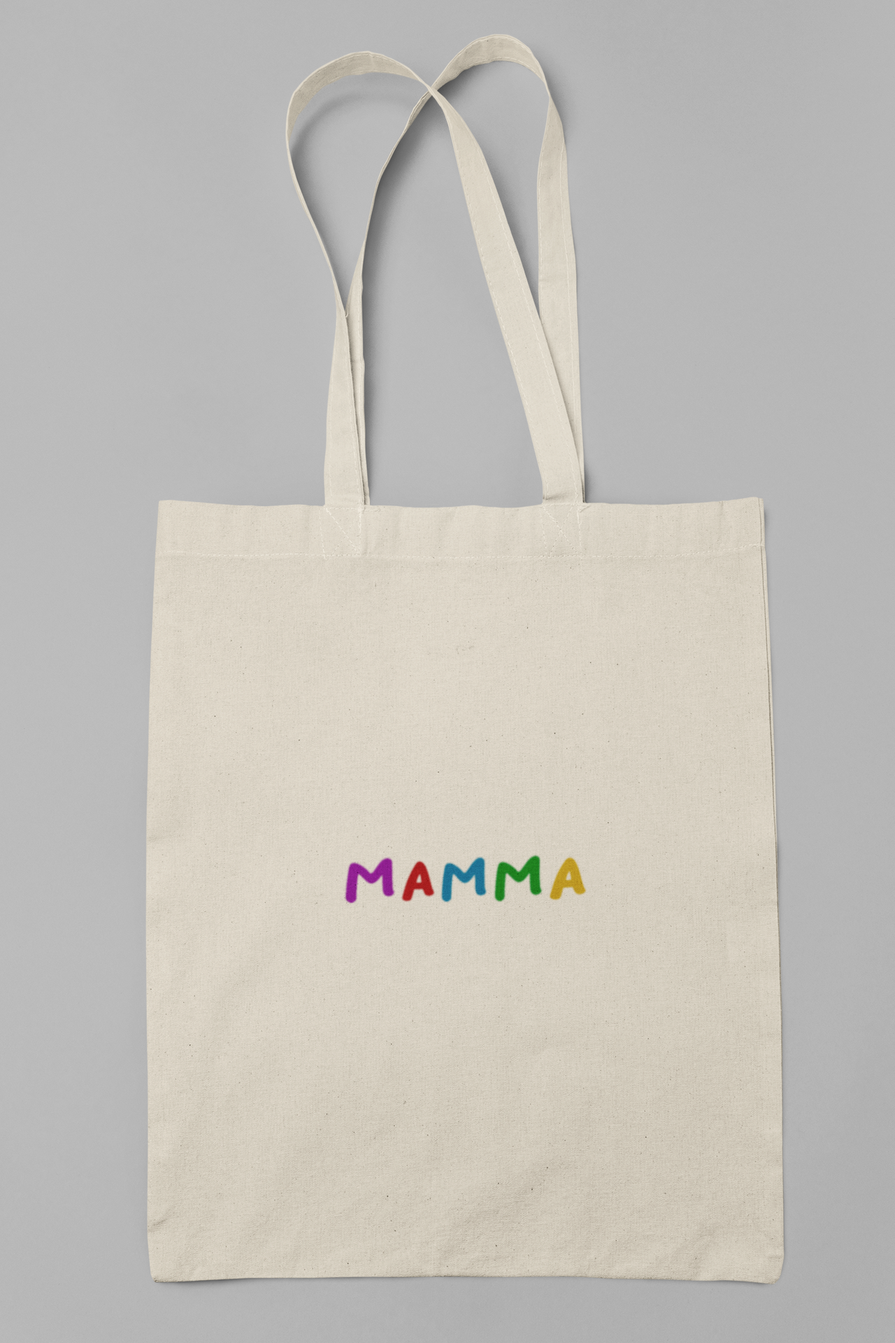 Dabīgā krāsā ipirkumu soma ar vienkāršu dibenu "Mamma"