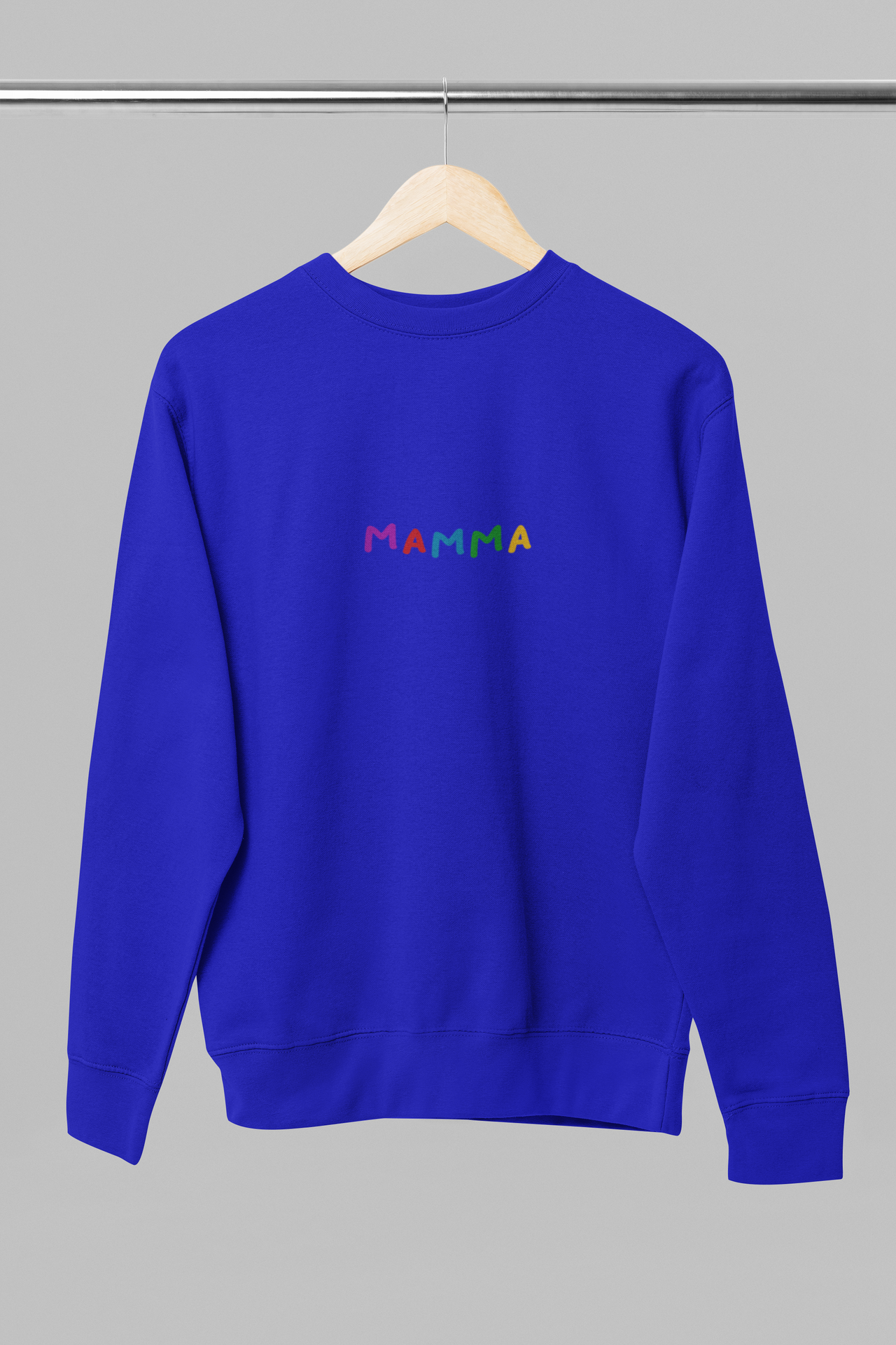 Zilā krāsā UNISEX džemperis bez kapuces "Krāsaina mamma"