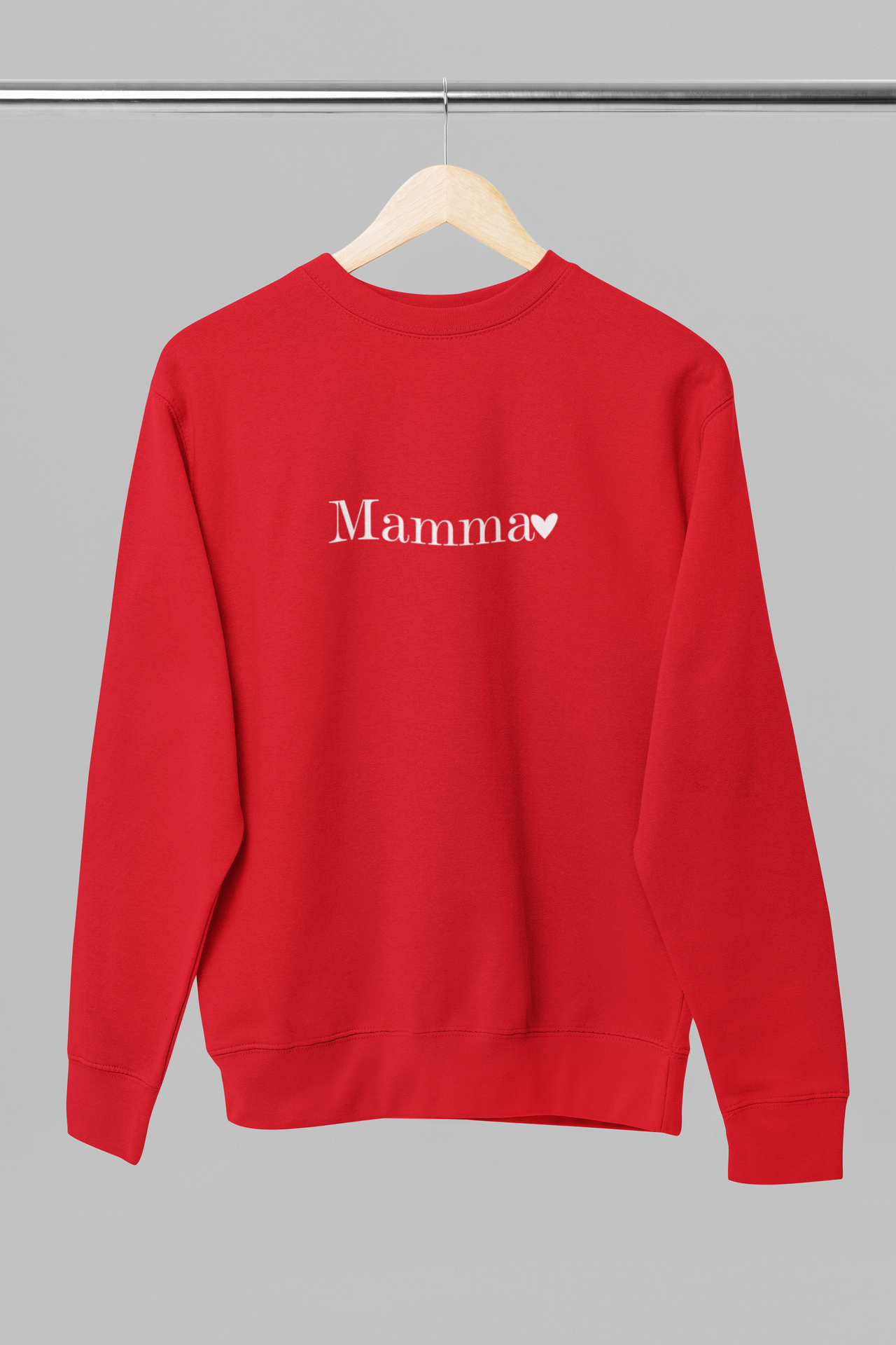 Sarkanā krāsā UNISEX džemperis bez kapuces "Mamma"
