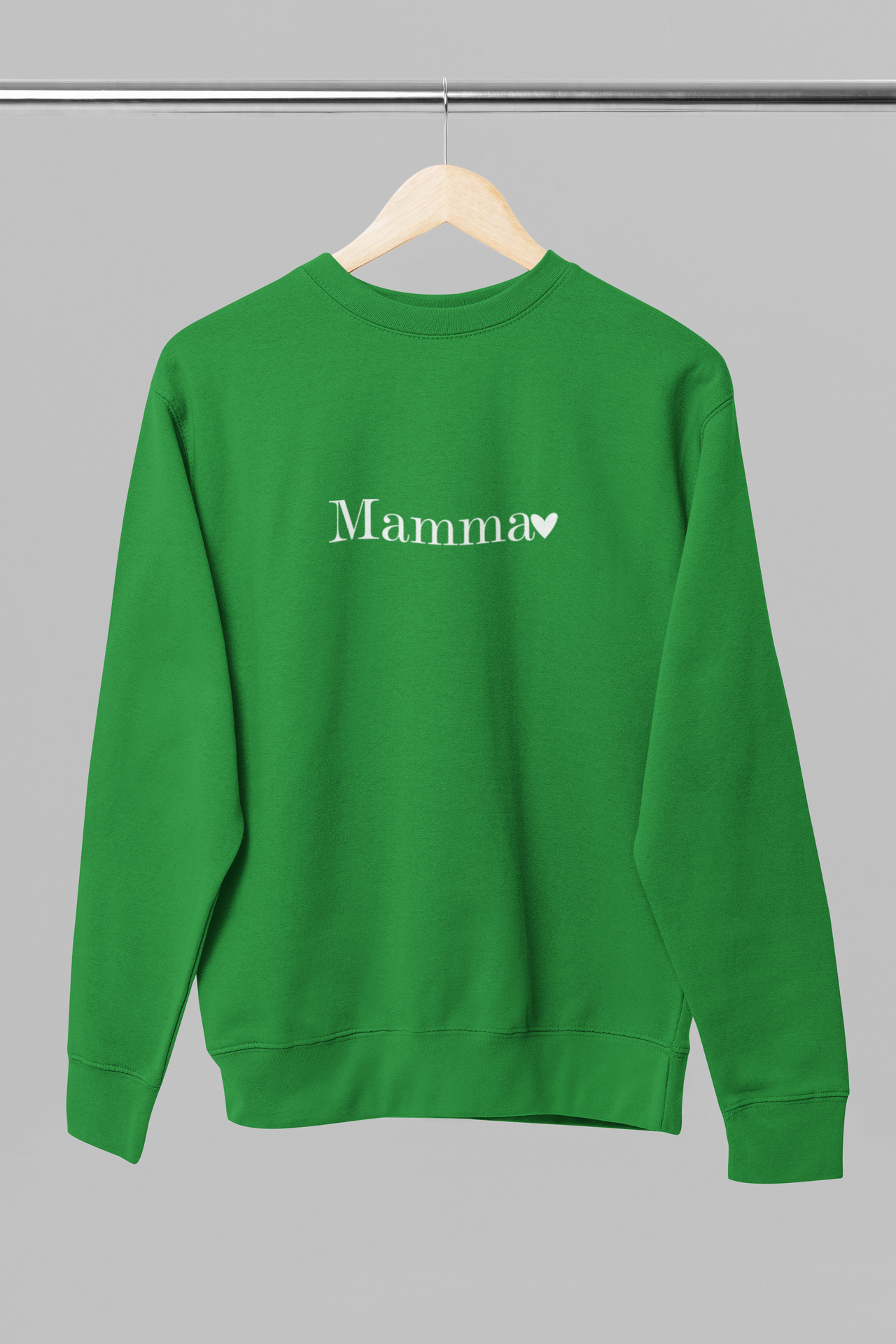 Zaļā krāsā UNISEX džemperis bez kapuces "Mamma"