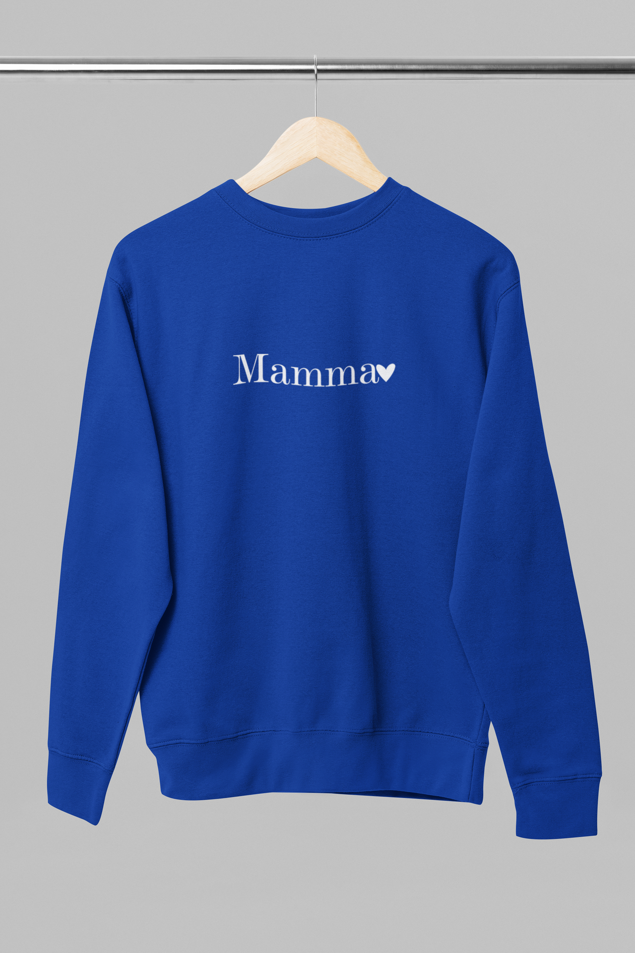 Zilā krāsā UNISEX džemperis bez kapuces "Mamma"