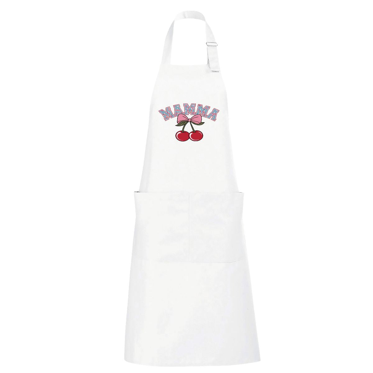 Balts garš priekšauts Mamma ķirsis