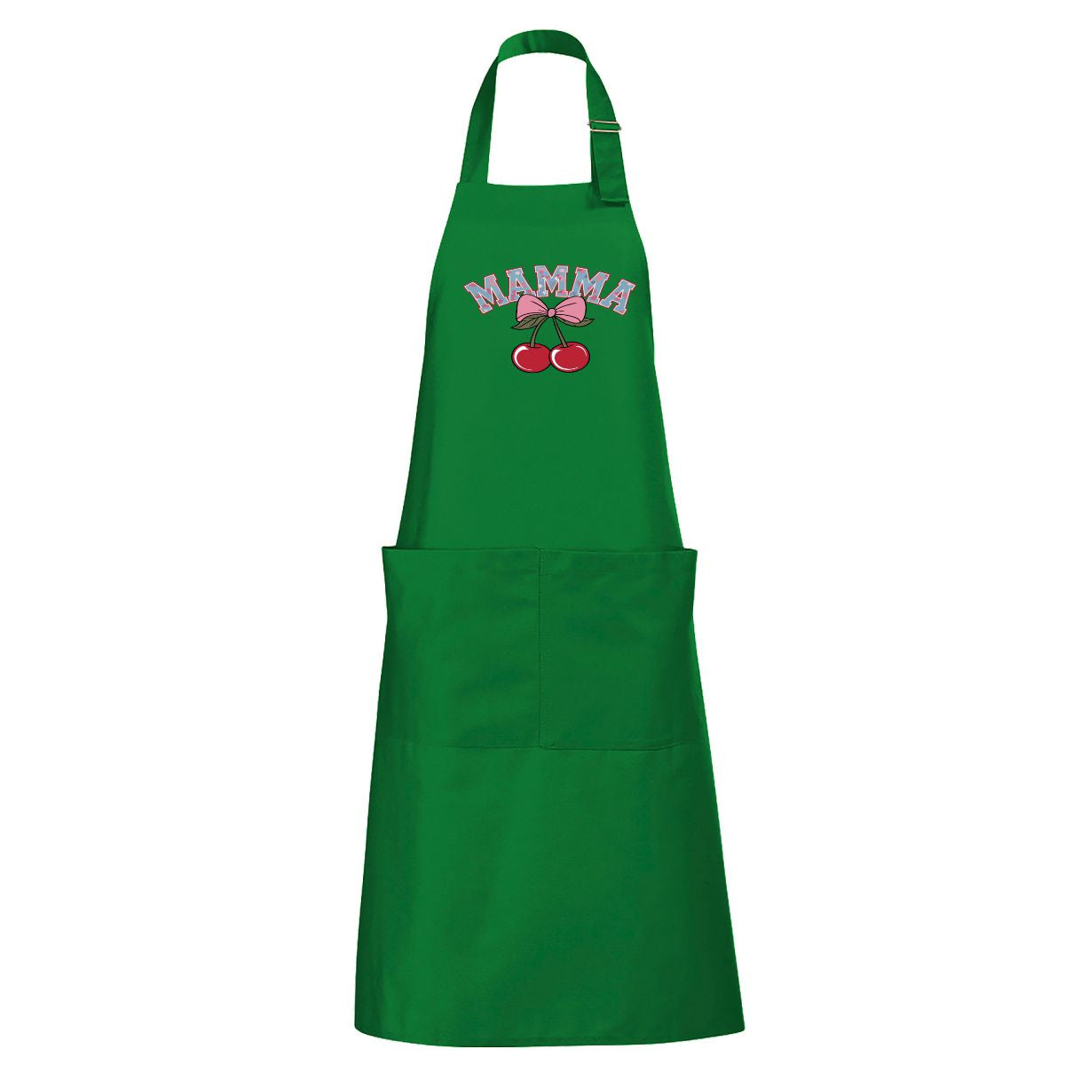 Zaļš garš priekšauts Mamma ķirsis