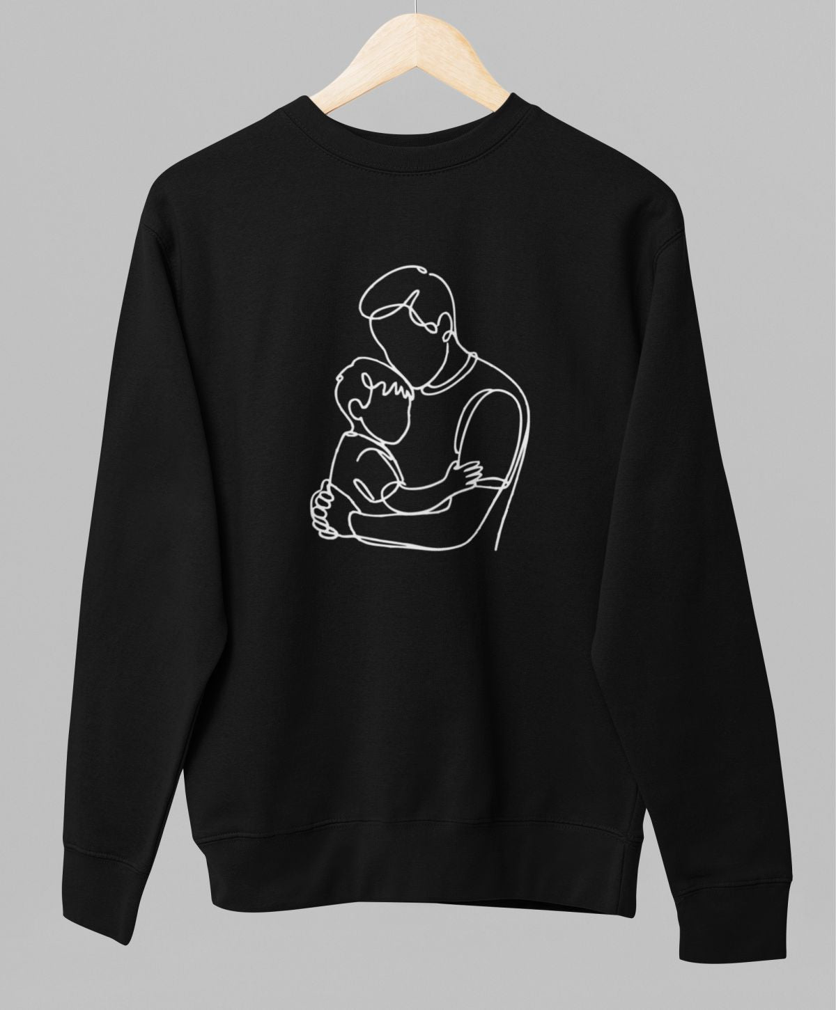 Melns UNISEX džemperis bez kapuces "Dēls un tētis"